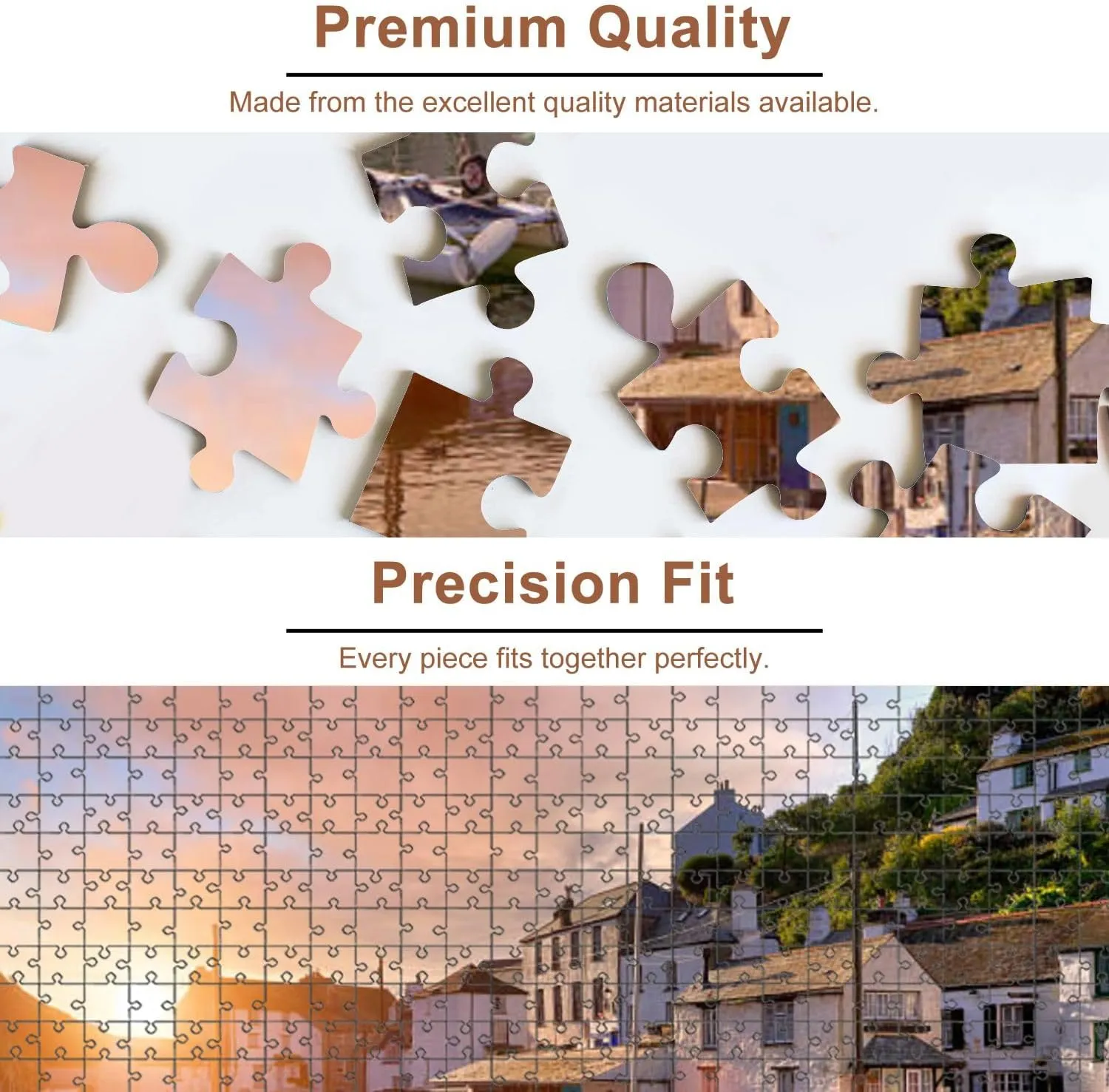 Jigsaw Puzzles 500 Pieces for Adult Cornish Fishing Village Puzzle Game for Family Wooden Puzzle Toy Educational Games Puzzles for Home Decor