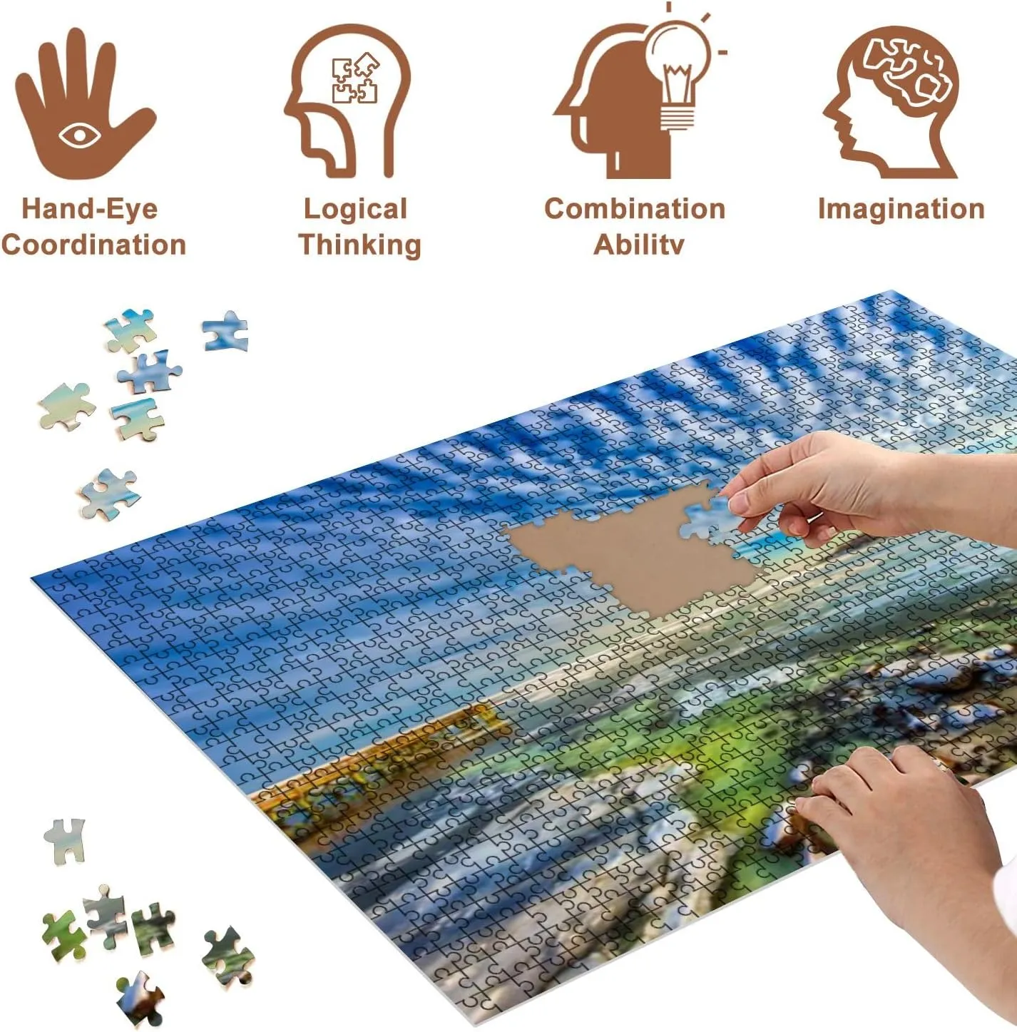 Jigsaw Puzzles 500 Pieces for Adult Fishing pier Frozen Chesapeake Bay Maryland Puzzle Game for Family Wooden Puzzle Toy Educational Games Puzzles for Home Decor