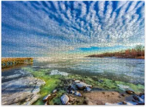 Jigsaw Puzzles 500 Pieces for Adult Fishing pier Frozen Chesapeake Bay Maryland Puzzle Game for Family Wooden Puzzle Toy Educational Games Puzzles for Home Decor