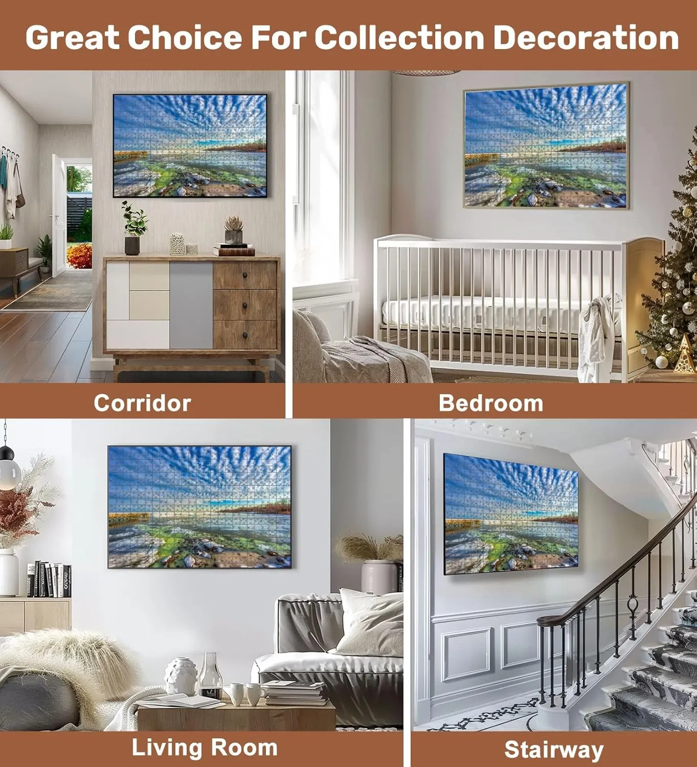 Jigsaw Puzzles 500 Pieces for Adult Fishing pier Frozen Chesapeake Bay Maryland Puzzle Game for Family Wooden Puzzle Toy Educational Games Puzzles for Home Decor
