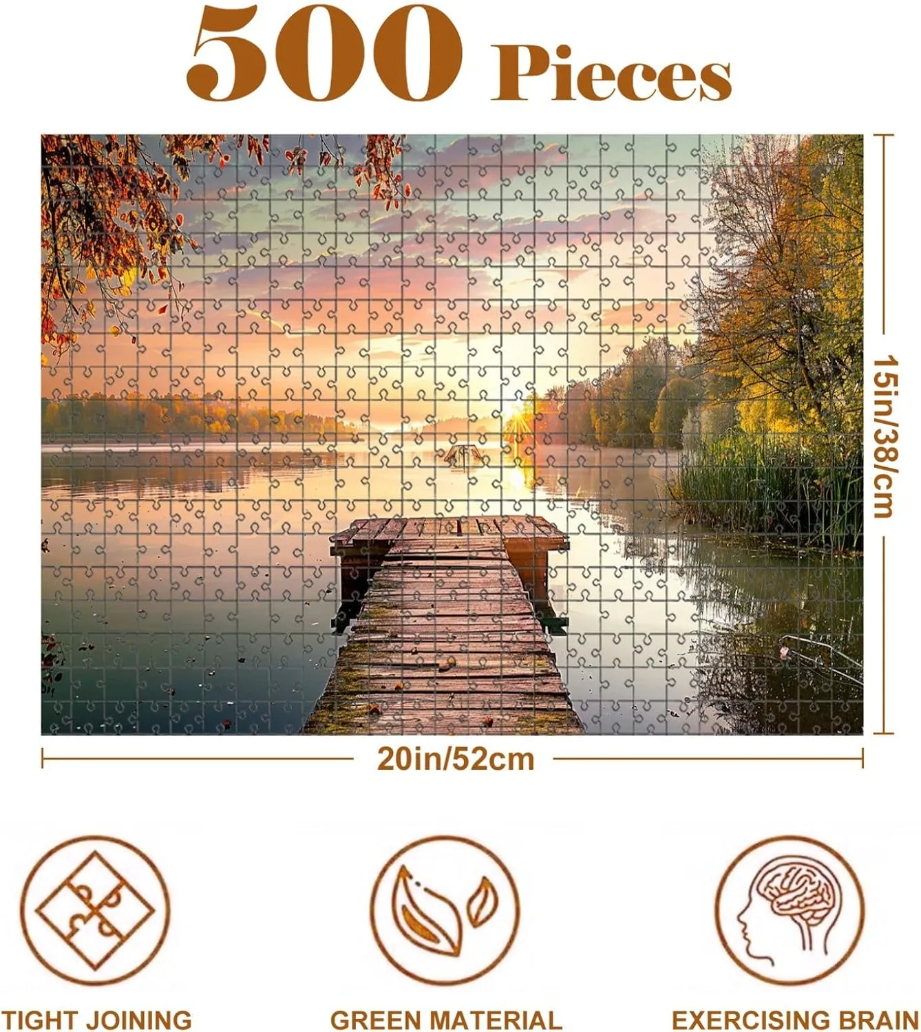 Jigsaw Puzzles 500 Pieces for Adult Fishing pier Puzzle Game for Family Wooden Puzzle Toy Educational Games Puzzles for Home Decor