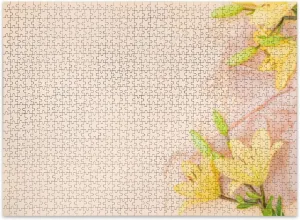 Jigsaw Puzzles 500 Pieces for Adult Flat Lay Frame Yellow Lilies Beige Scarf Color Puzzle Game for Family Wooden Puzzle Toy Educational Games Puzzles for Home Decor