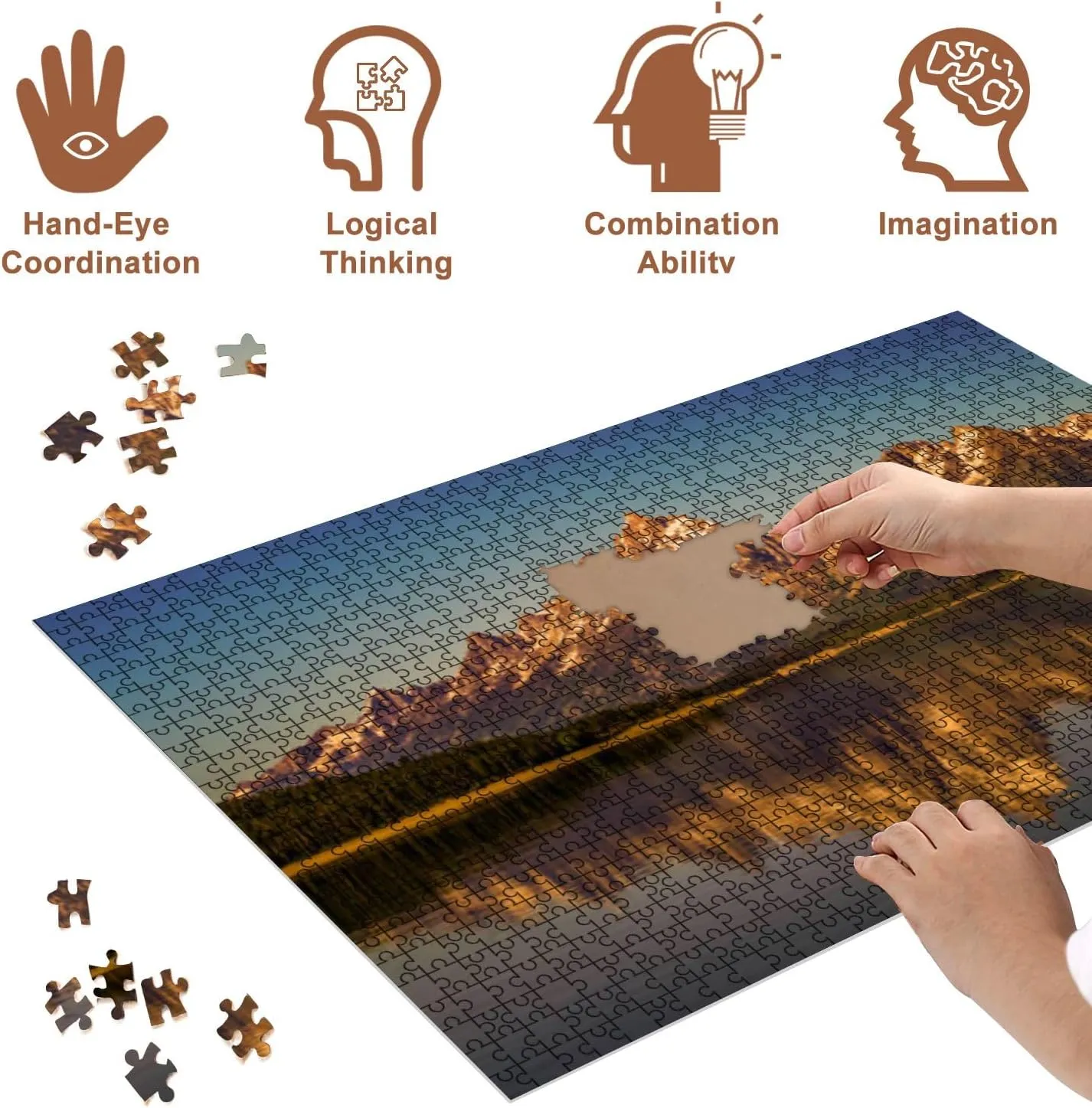 Jigsaw Puzzles 500 Pieces for Adult Grand Teton National Park 2022 Puzzle Game for Family Wooden Puzzle Toy Educational Games Puzzles for Home Decor