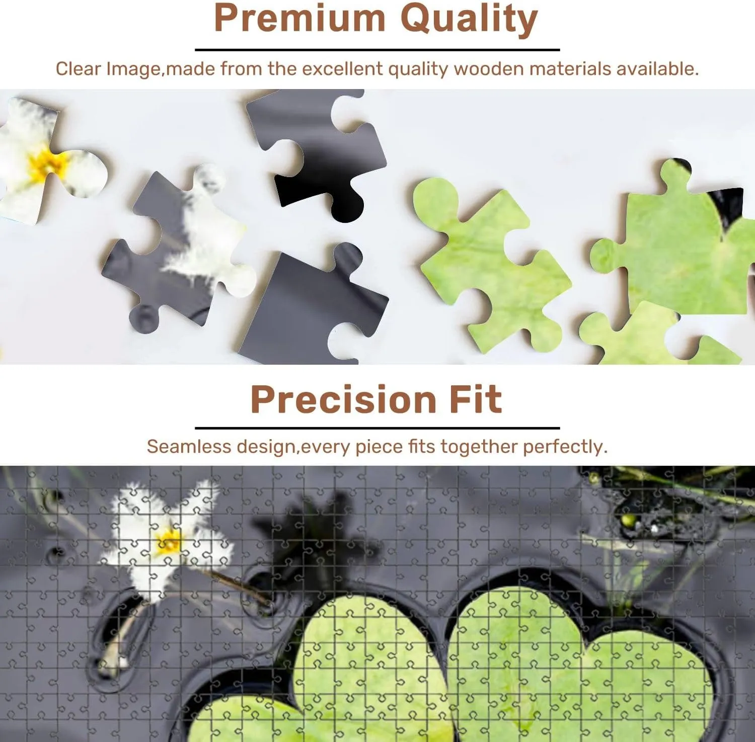 Jigsaw Puzzles 500 Pieces for Adult Heart Shape Lotus Leaves Puzzle Game for Family Wooden Puzzle Toy Educational Games Puzzles for Home Decor