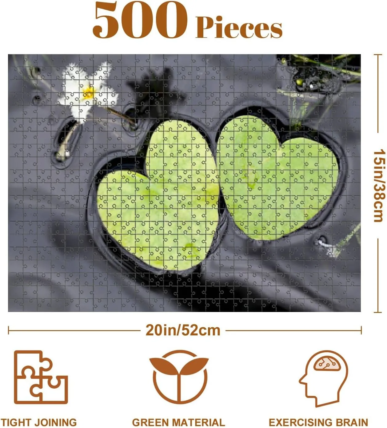 Jigsaw Puzzles 500 Pieces for Adult Heart Shape Lotus Leaves Puzzle Game for Family Wooden Puzzle Toy Educational Games Puzzles for Home Decor