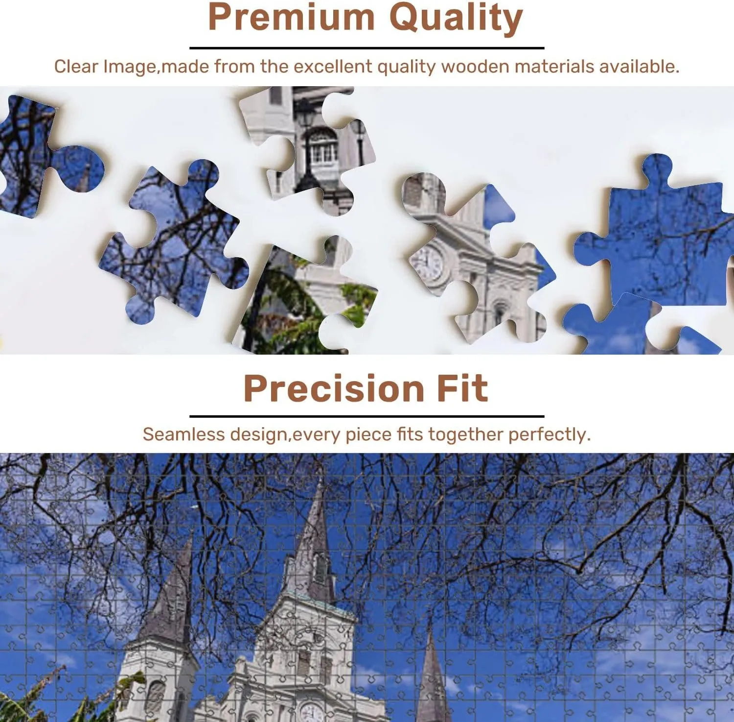 Jigsaw Puzzles 500 Pieces for Adult Jackson Square Trees New Orleans Puzzle Game for Family Wooden Puzzle Toy Educational Games Puzzles for Home Decor