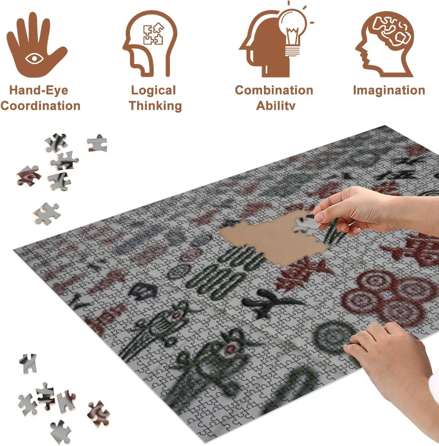 Jigsaw Puzzles 500 Pieces for Adult Mahjong Board Game Pieces Puzzle Game for Family Wooden Puzzle Toy Educational Games Puzzles for Home Decor