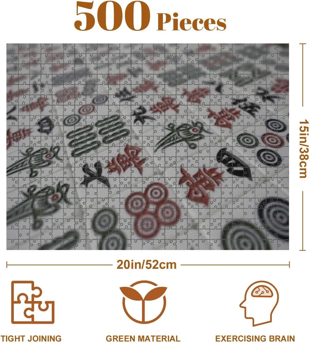 Jigsaw Puzzles 500 Pieces for Adult Mahjong Board Game Pieces Puzzle Game for Family Wooden Puzzle Toy Educational Games Puzzles for Home Decor