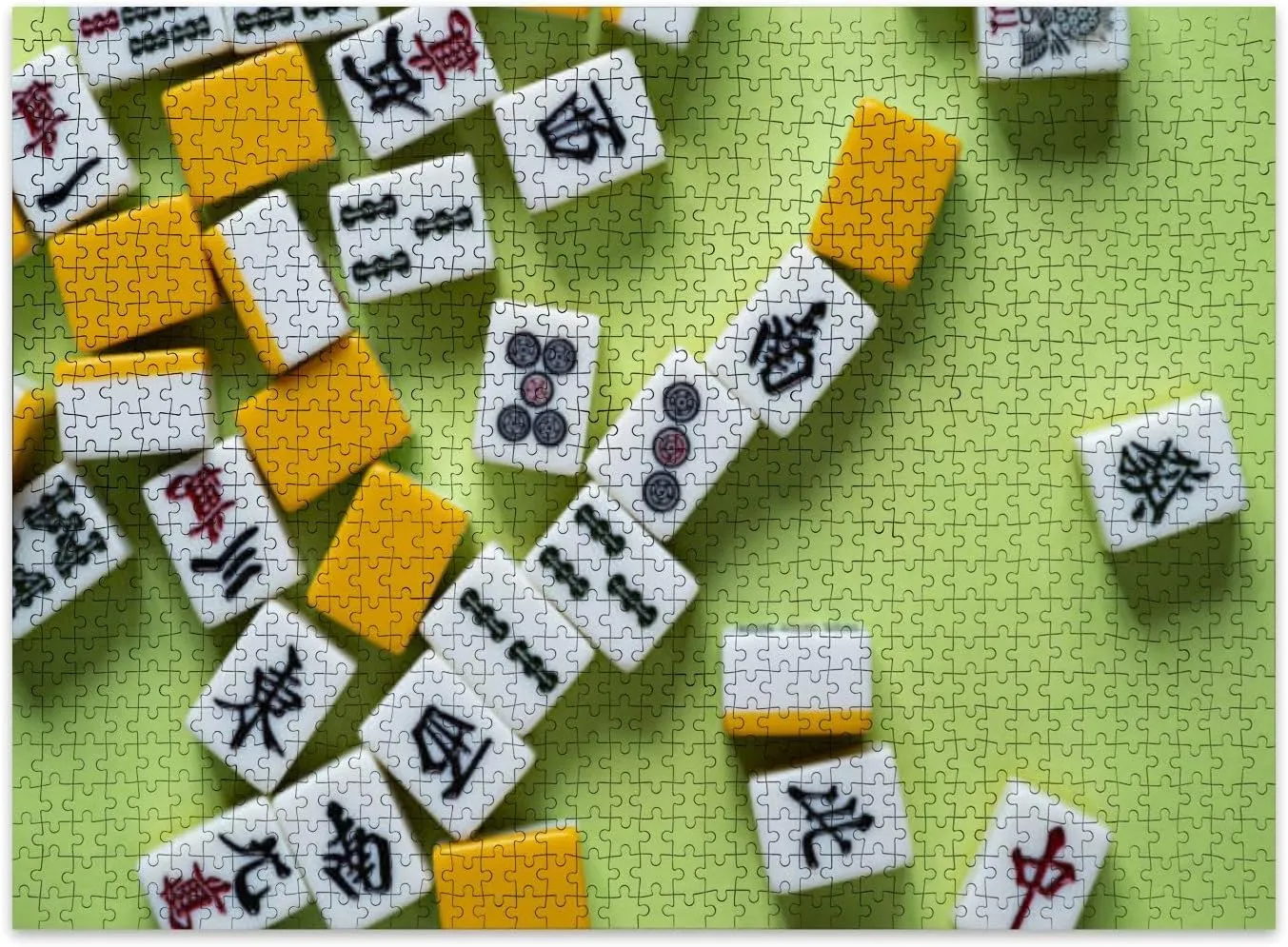 Jigsaw Puzzles 500 Pieces for Adult Mahjong Tiles Green Puzzle Game for Family Wooden Puzzle Toy Educational Games Puzzles for Home Decor