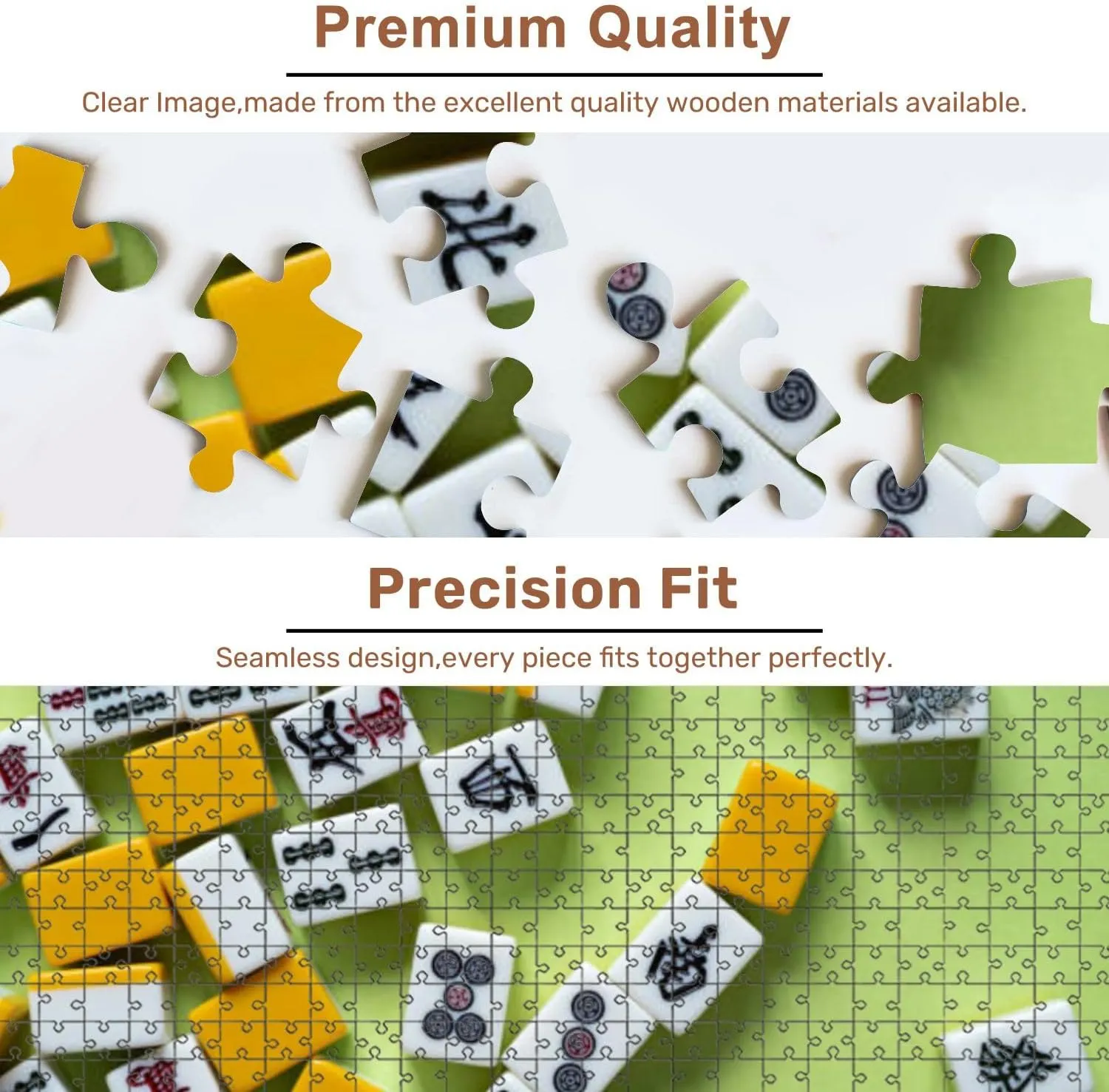 Jigsaw Puzzles 500 Pieces for Adult Mahjong Tiles Green Puzzle Game for Family Wooden Puzzle Toy Educational Games Puzzles for Home Decor