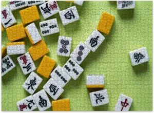 Jigsaw Puzzles 500 Pieces for Adult Mahjong Tiles Green Puzzle Game for Family Wooden Puzzle Toy Educational Games Puzzles for Home Decor
