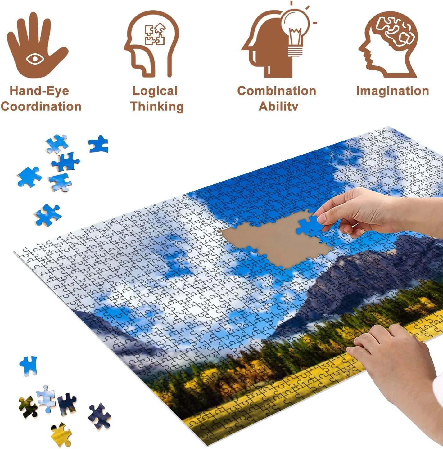Jigsaw Puzzles 500 Pieces for Adult Majestic Rocky Mountains Puzzle Game for Family Wooden Puzzle Toy Educational Games Puzzles for Home Decor