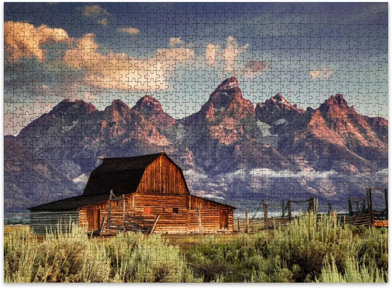 Jigsaw Puzzles 500 Pieces for Adult Moulton Barn Tetons Morning Light Puzzle Game for Family Wooden Puzzle Toy Educational Games Puzzles for Home Decor