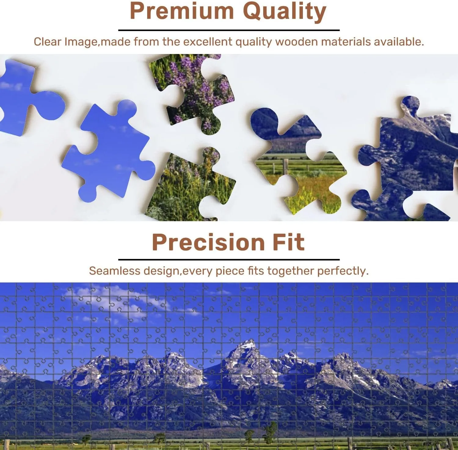 Jigsaw Puzzles 500 Pieces for Adult Mountains Wildflowers Grand Teton National Park Wyoming Puzzle Game for Family Wooden Puzzle Toy Educational Games Puzzles for Home Decor