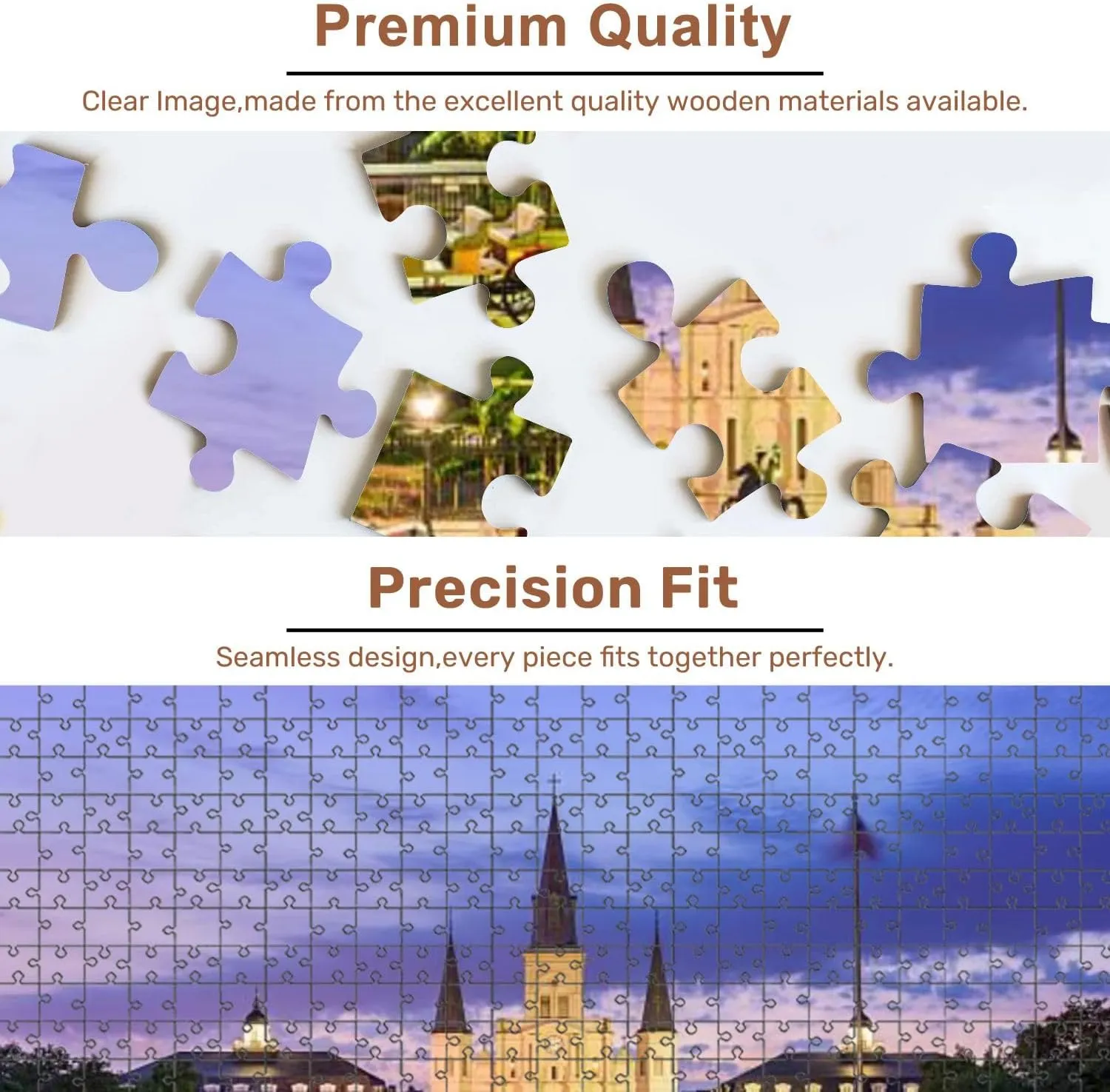Jigsaw Puzzles 500 Pieces for Adult New Orleans City Square Puzzle Game for Family Wooden Puzzle Toy Educational Games Puzzles for Home Decor