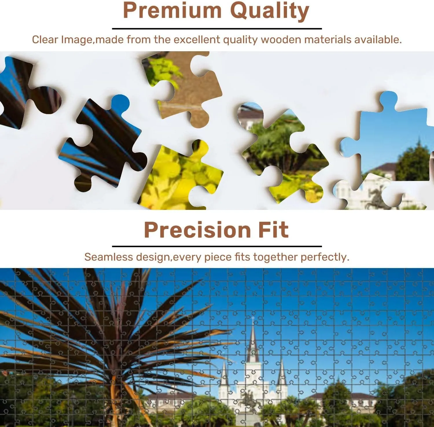 Jigsaw Puzzles 500 Pieces for Adult New Orleans Cityscape Puzzle Game for Family Wooden Puzzle Toy Educational Games Puzzles for Home Decor