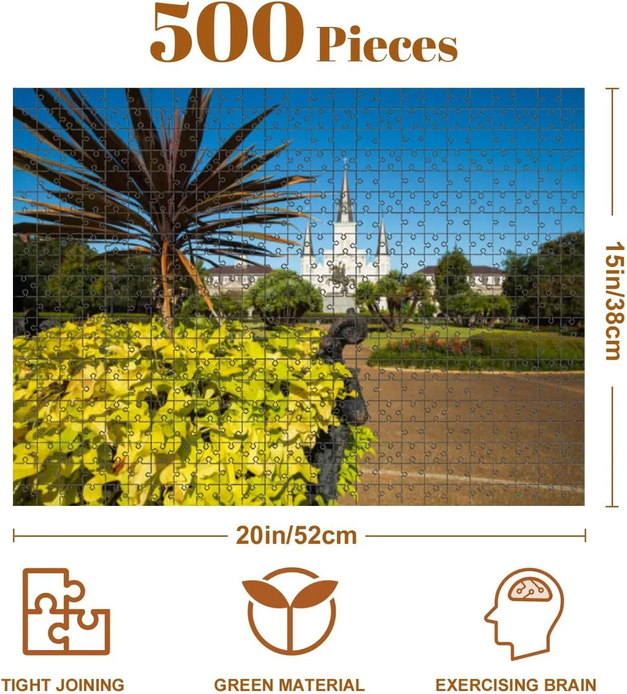 Jigsaw Puzzles 500 Pieces for Adult New Orleans Cityscape Puzzle Game for Family Wooden Puzzle Toy Educational Games Puzzles for Home Decor