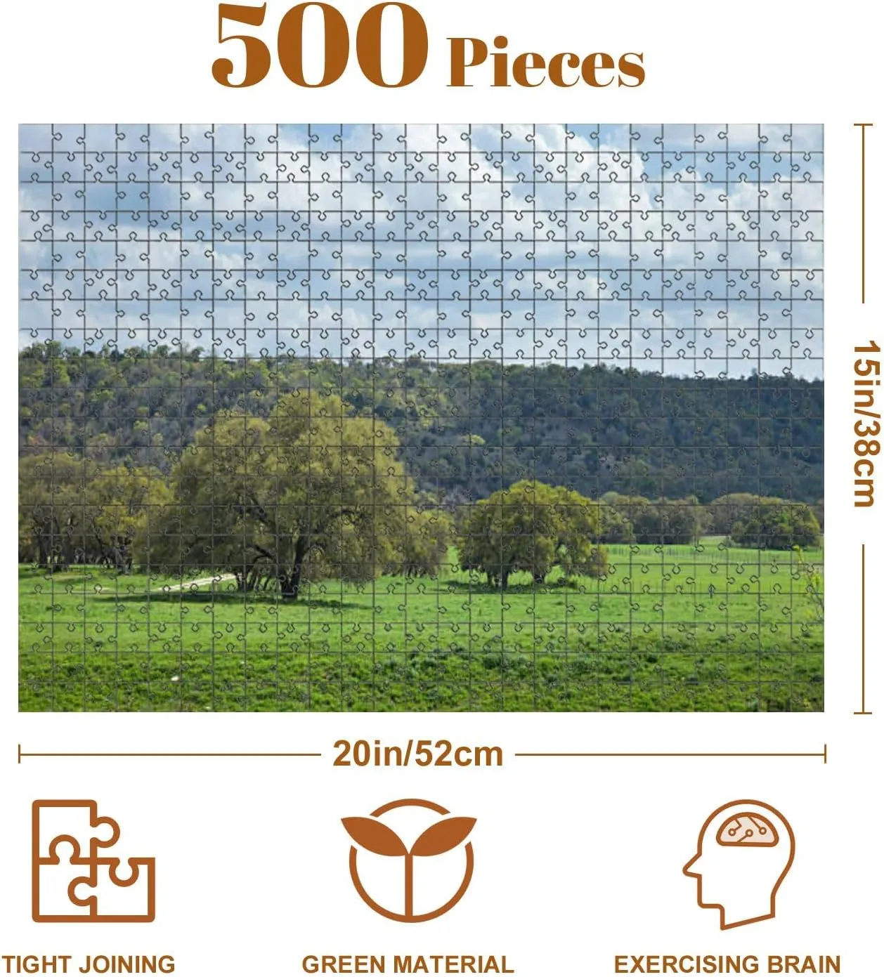 Jigsaw Puzzles 500 Pieces for Adult Ranch Pasture Texas Hill Country Puzzle Game for Family Wooden Puzzle Toy Educational Games Puzzles for Home Decor