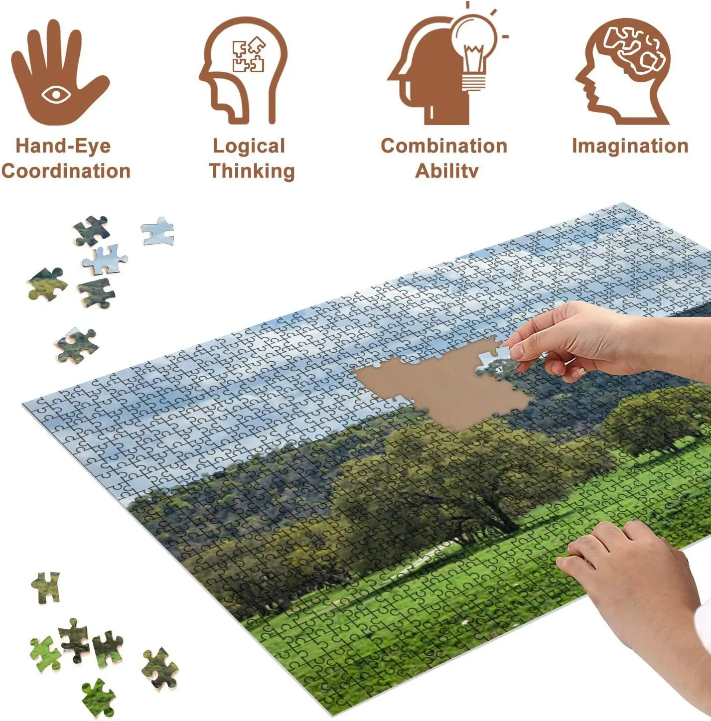 Jigsaw Puzzles 500 Pieces for Adult Ranch Pasture Texas Hill Country Puzzle Game for Family Wooden Puzzle Toy Educational Games Puzzles for Home Decor