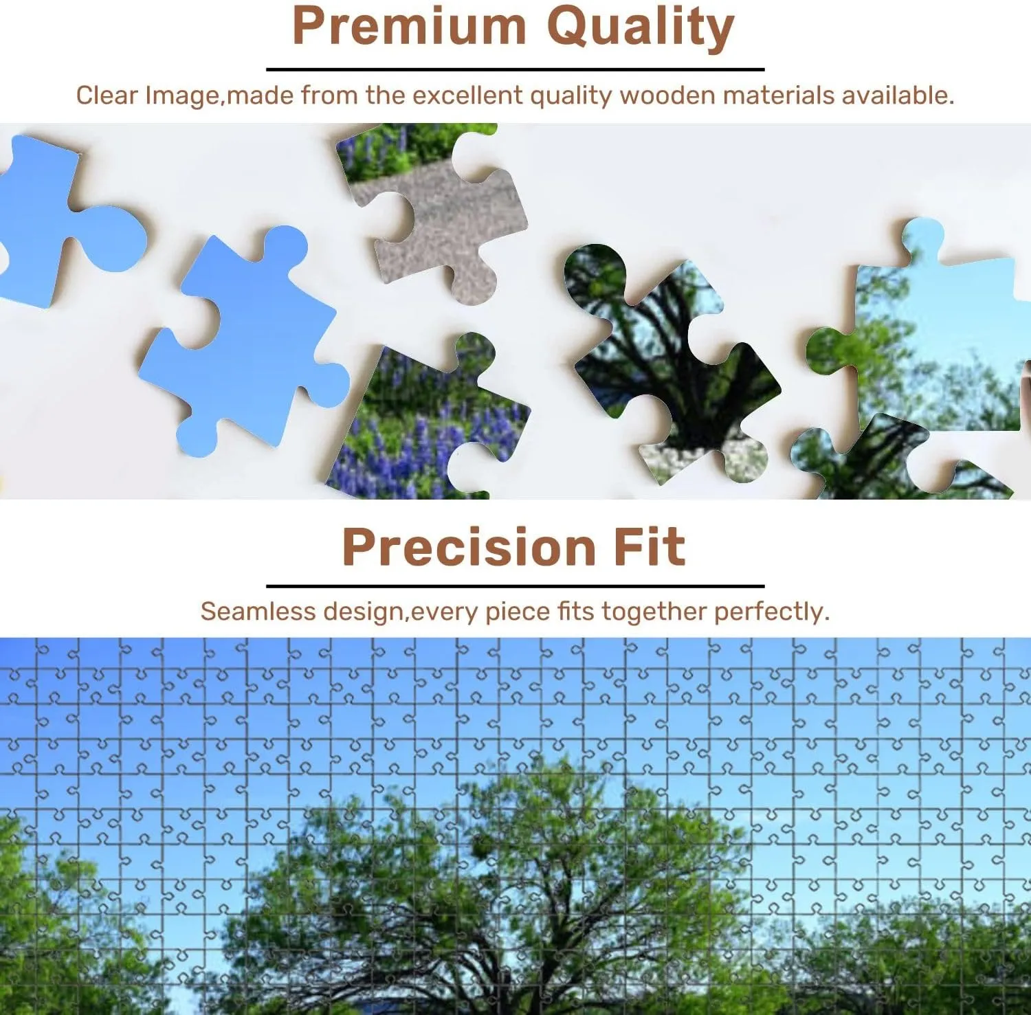 Jigsaw Puzzles 500 Pieces for Adult Sea White Texas Bluebonnets Puzzle Game for Family Wooden Puzzle Toy Educational Games Puzzles for Home Decor