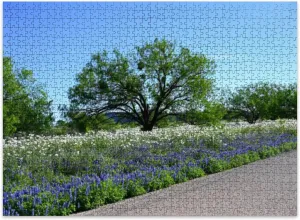 Jigsaw Puzzles 500 Pieces for Adult Sea White Texas Bluebonnets Puzzle Game for Family Wooden Puzzle Toy Educational Games Puzzles for Home Decor
