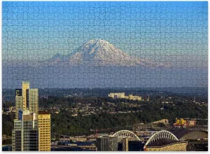 Jigsaw Puzzles 500 Pieces for Adult Seattle Skyline Panorama Sunset Puzzle Game for Family Wooden Puzzle Toy Educational Games Puzzles for Home Decor