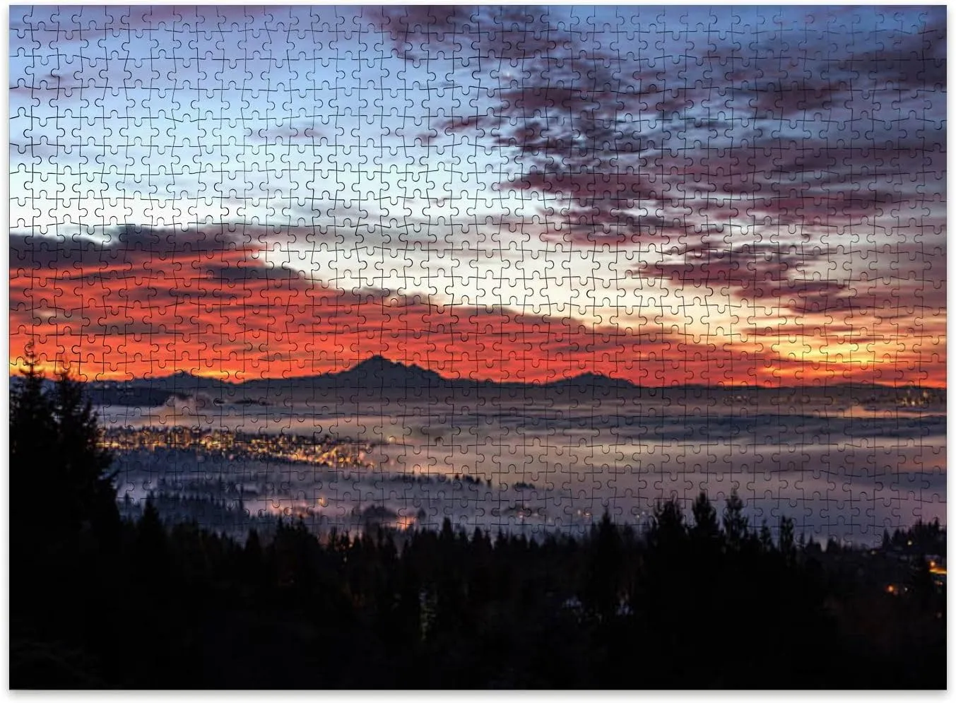Jigsaw Puzzles 500 Pieces for Adult Sunrise Morning Glow Puzzle Game for Family Wooden Puzzle Toy Educational Games Puzzles for Home Decor