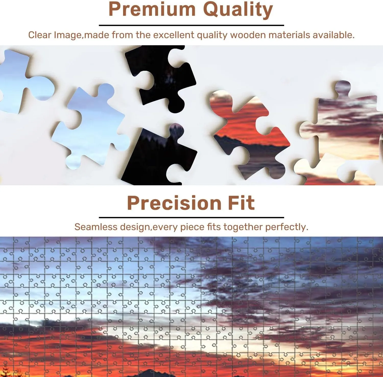 Jigsaw Puzzles 500 Pieces for Adult Sunrise Morning Glow Puzzle Game for Family Wooden Puzzle Toy Educational Games Puzzles for Home Decor