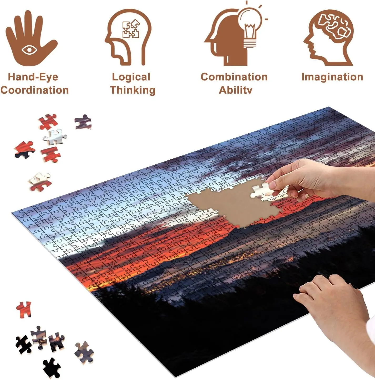 Jigsaw Puzzles 500 Pieces for Adult Sunrise Morning Glow Puzzle Game for Family Wooden Puzzle Toy Educational Games Puzzles for Home Decor