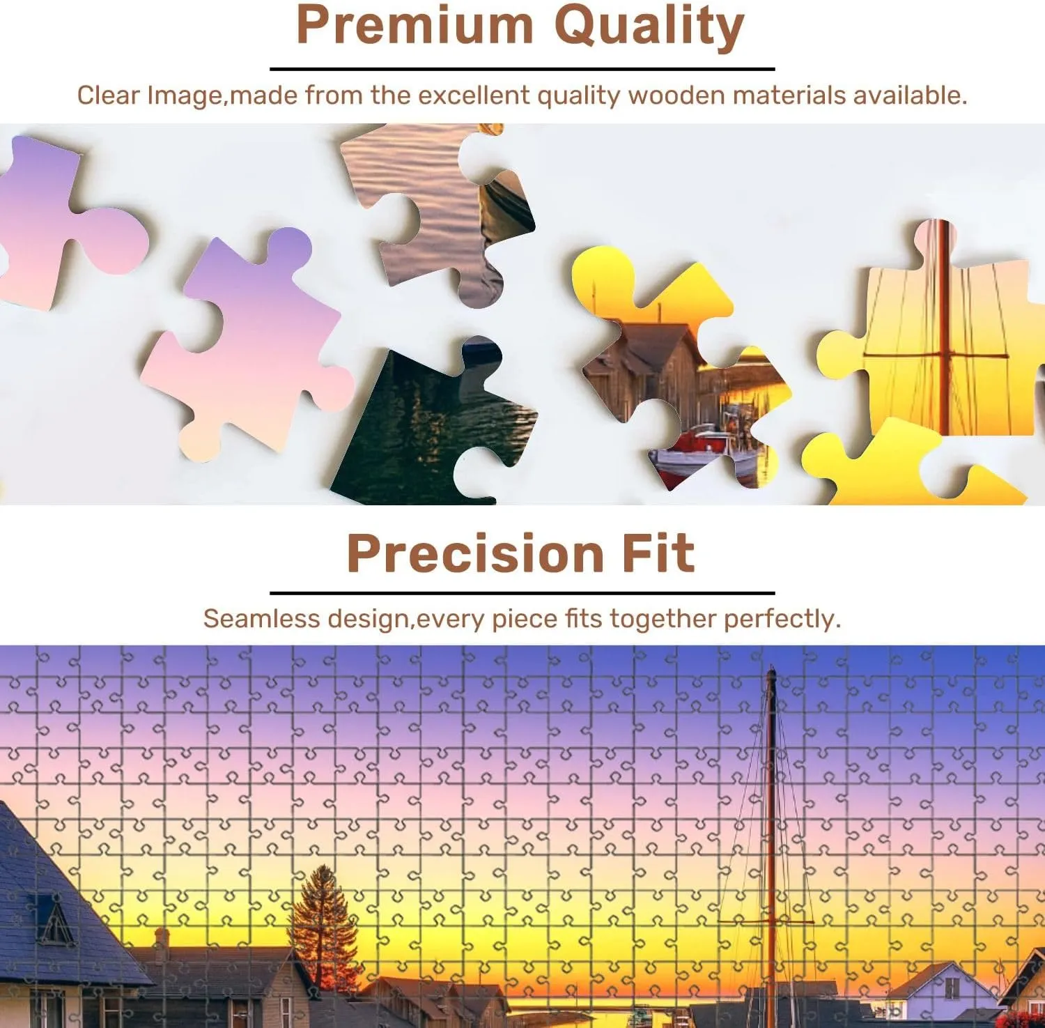 Jigsaw Puzzles 500 Pieces for Adult Sunset Leland Michigan Puzzle Game for Family Wooden Puzzle Toy Educational Games Puzzles for Home Decor
