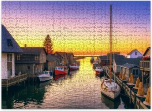 Jigsaw Puzzles 500 Pieces for Adult Sunset Leland Michigan Puzzle Game for Family Wooden Puzzle Toy Educational Games Puzzles for Home Decor