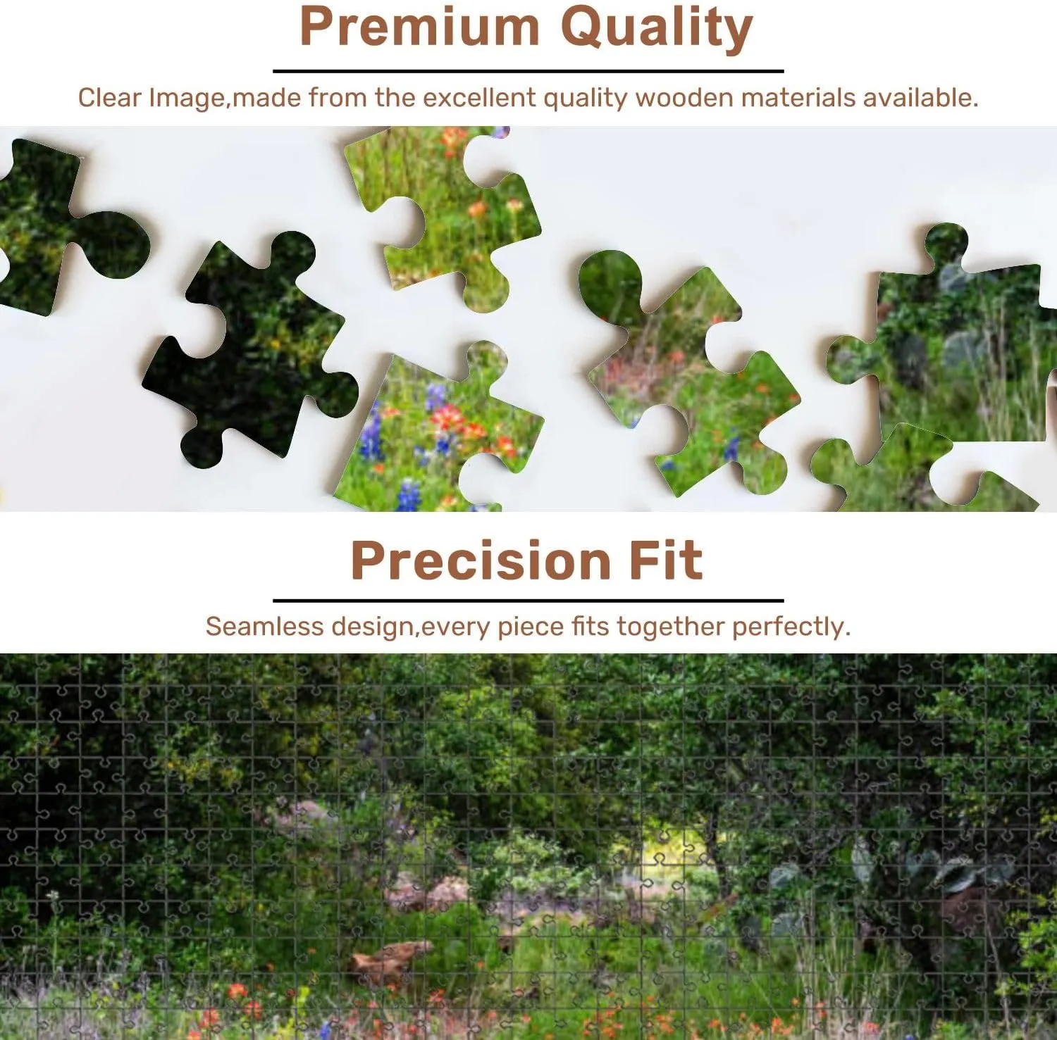 Jigsaw Puzzles 500 Pieces for Adult Texas Spring Wildflowers Puzzle Game for Family Wooden Puzzle Toy Educational Games Puzzles for Home Decor