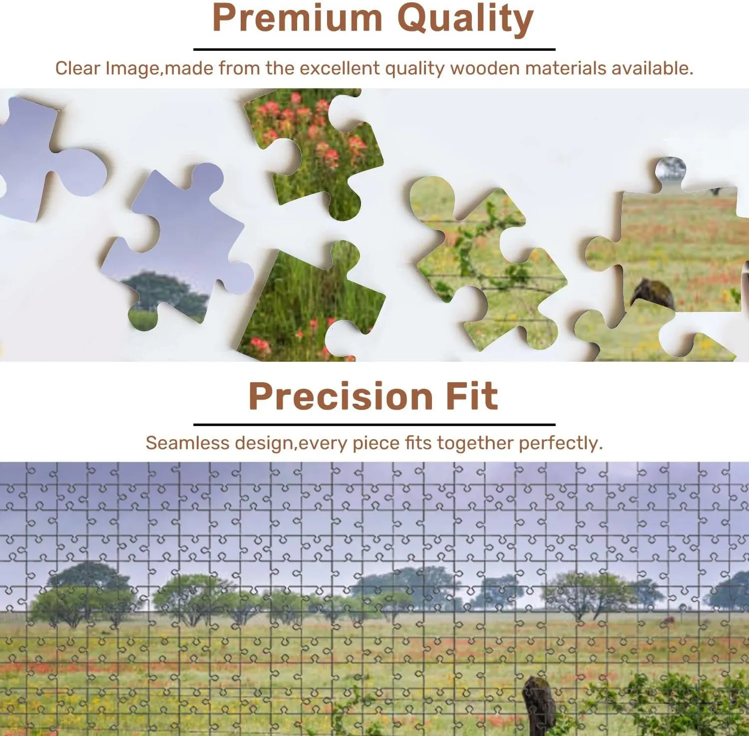 Jigsaw Puzzles 500 Pieces for Adult Texas Wildflowers Puzzle Game for Family Wooden Puzzle Toy Educational Games Puzzles for Home Decor