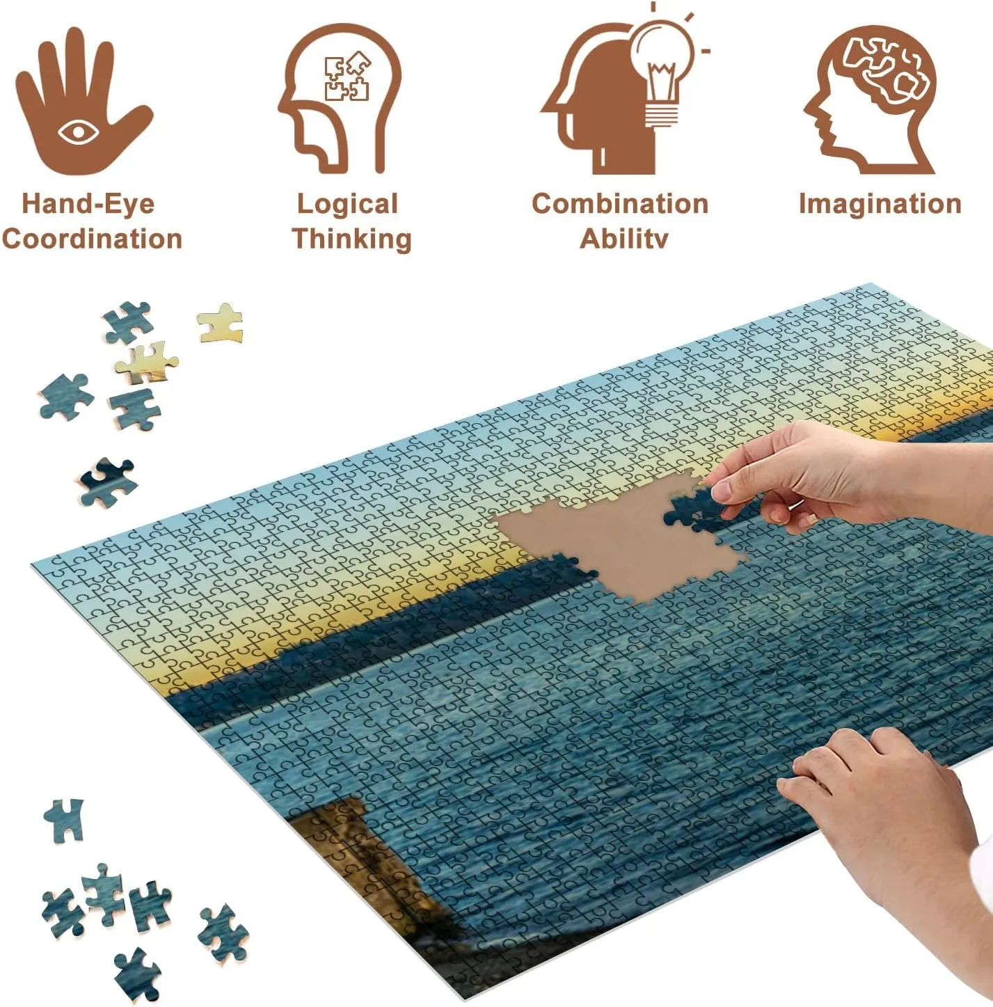 Jigsaw Puzzles 500 Pieces for Adult Twilight Mount Rainier Puzzle Game for Family Wooden Puzzle Toy Educational Games Puzzles for Home Decor
