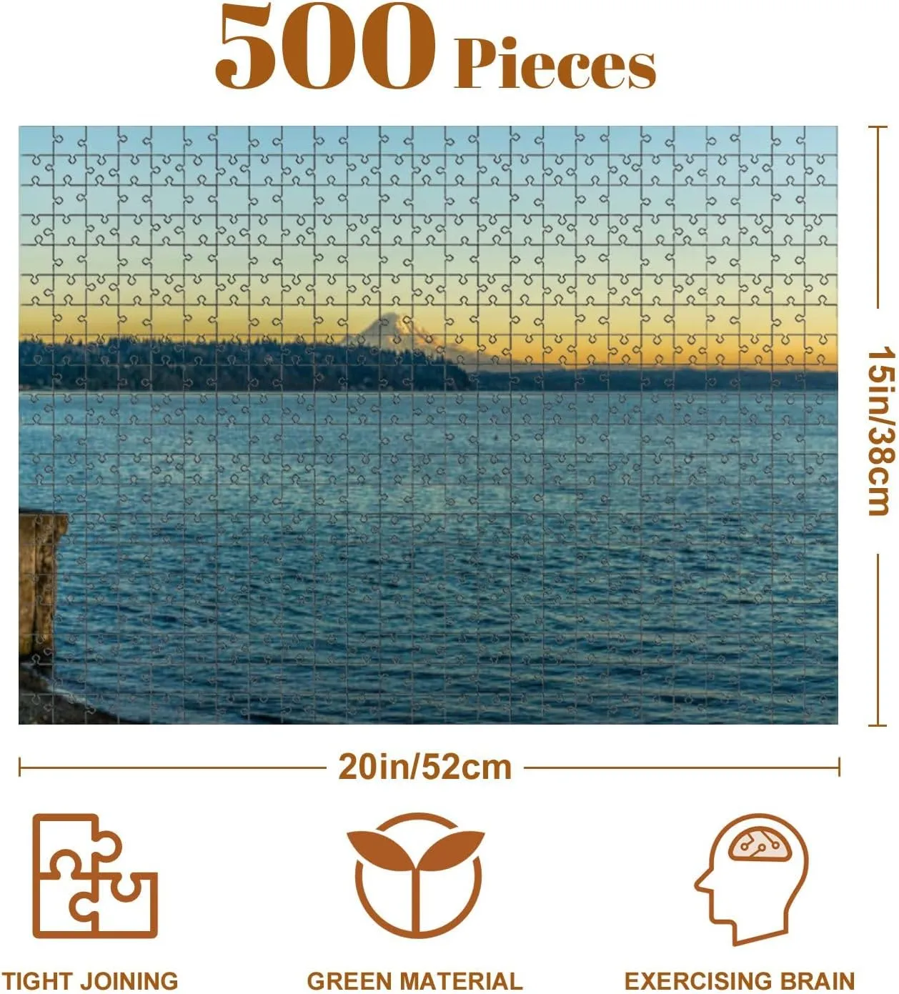 Jigsaw Puzzles 500 Pieces for Adult Twilight Mount Rainier Puzzle Game for Family Wooden Puzzle Toy Educational Games Puzzles for Home Decor