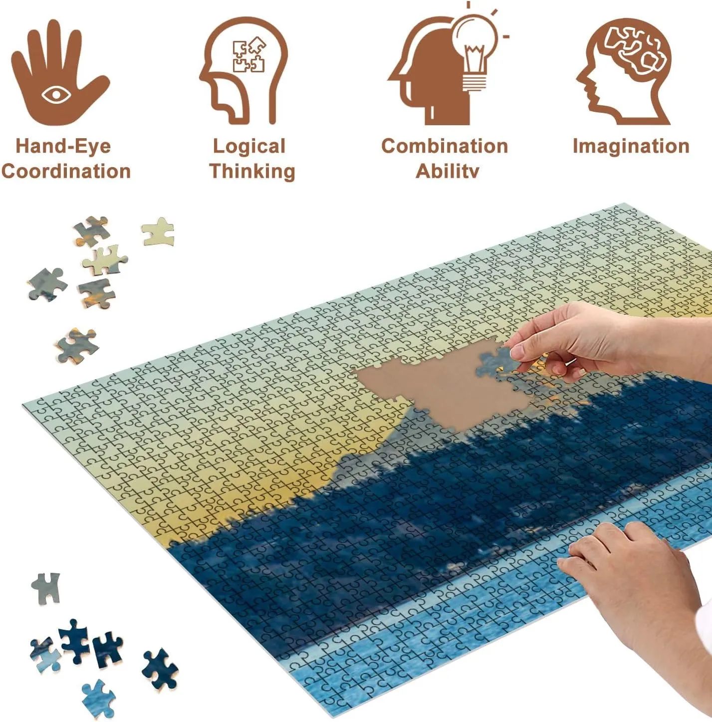 Jigsaw Puzzles 500 Pieces for Adult Twilight Mount Rainier Puzzle Game for Family Wooden Puzzle Toy Educational Games Puzzles for Home Decor
