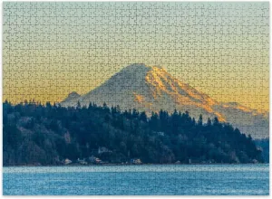 Jigsaw Puzzles 500 Pieces for Adult Twilight Mount Rainier Puzzle Game for Family Wooden Puzzle Toy Educational Games Puzzles for Home Decor