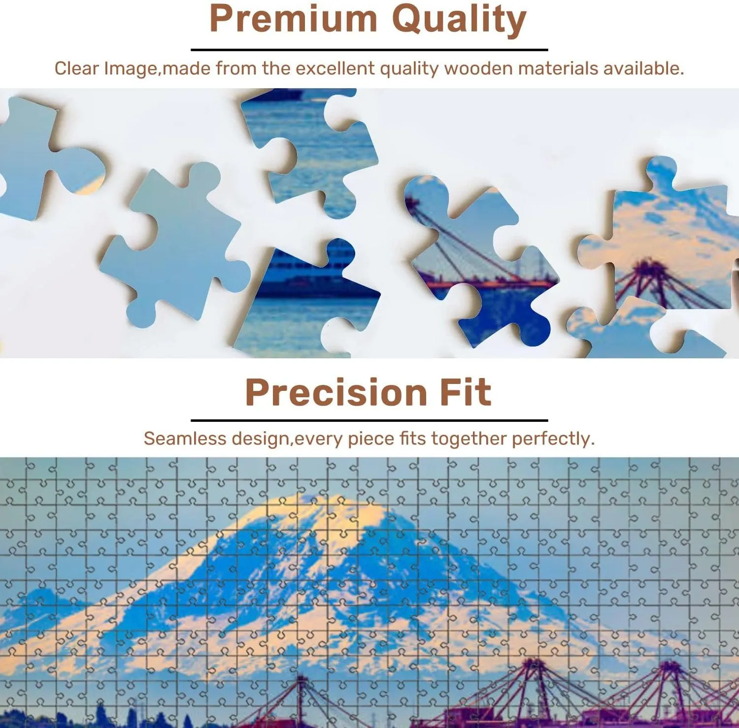 Jigsaw Puzzles 500 Pieces for Adult View Mt Rainier Seattle Port State Ferry Port Seattle Mount Rainier Puzzle Game for Family Wooden Puzzle Toy Educational Games Puzzles for Home Decor