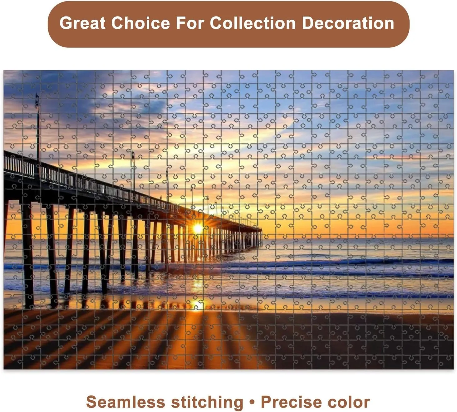 Jigsaw Puzzles 500 Pieces for Adult Virginia Beach Fishing Pier Puzzle Game for Family Wooden Puzzle Toy Educational Games Puzzles for Home Decor