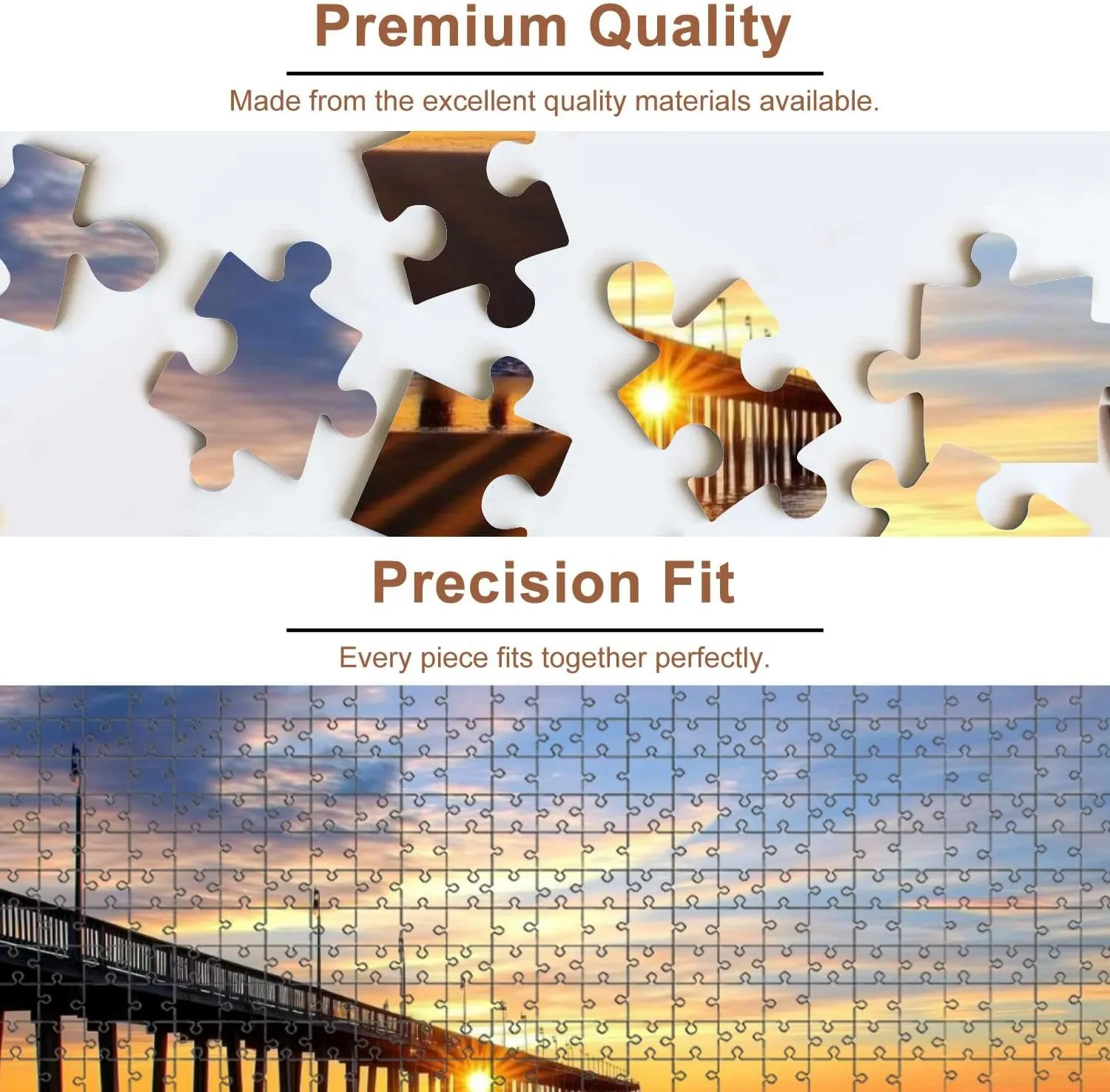 Jigsaw Puzzles 500 Pieces for Adult Virginia Beach Fishing Pier Puzzle Game for Family Wooden Puzzle Toy Educational Games Puzzles for Home Decor