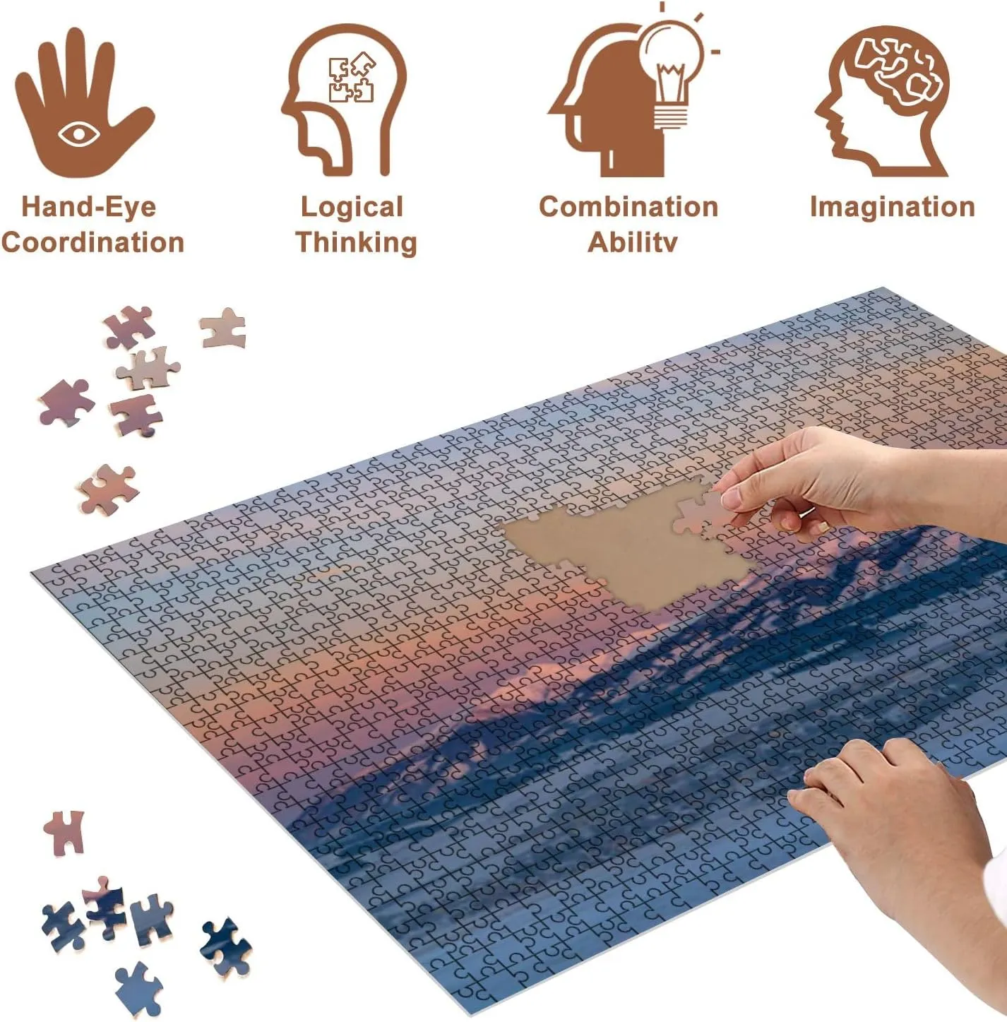 Jigsaw Puzzles 500 Pieces for Adult Western Tatras Rohace Winter time Slovakia Puzzle Game for Family Wooden Puzzle Toy Educational Games Puzzles for Home Decor