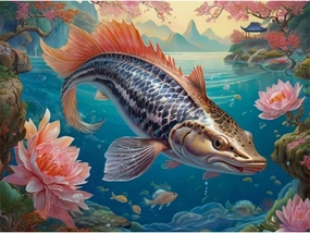 Jigsaw Puzzle for Adults 500 Pieces Flowers and Fish Puzzle Challenge Games Wooden Puzzles Gift for Women Men 20.5x15 Inch