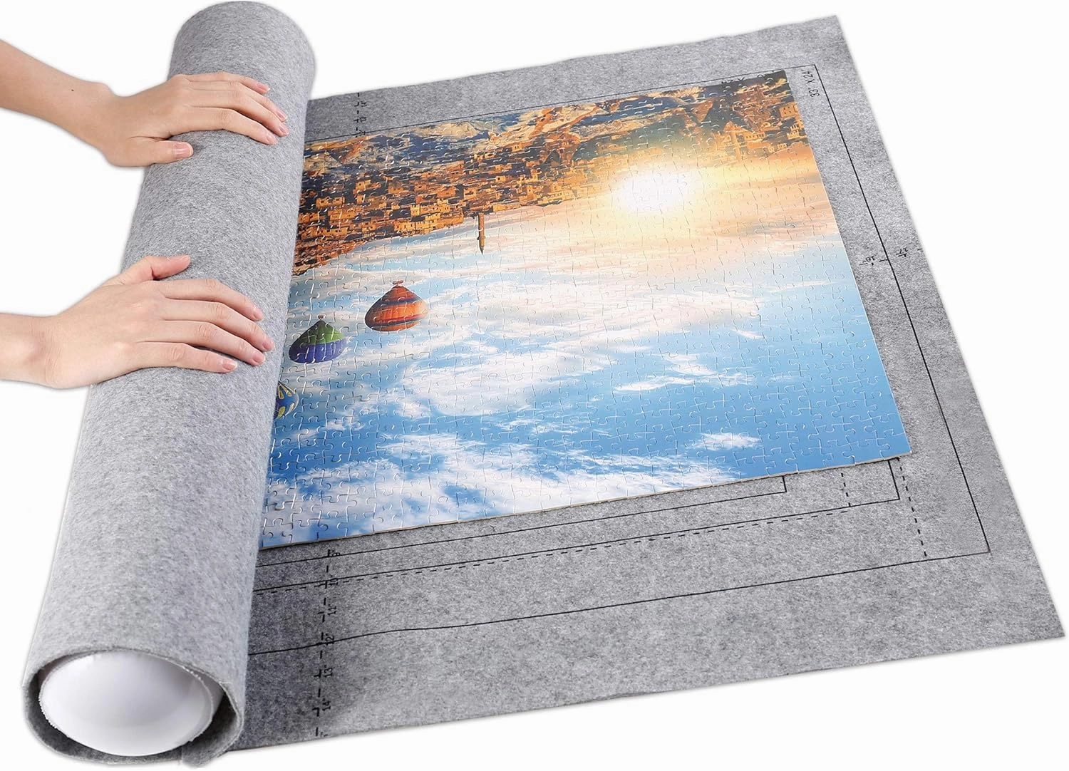 Jigsaw Puzzle Mat Roll Up - 3000 Pieces Large Gray Puzzles Saver Board for Adults Kids, Storage and Transport Keeper Saver Accessories Table Portable Holder Organizer Board Pad Gifts (Gray)