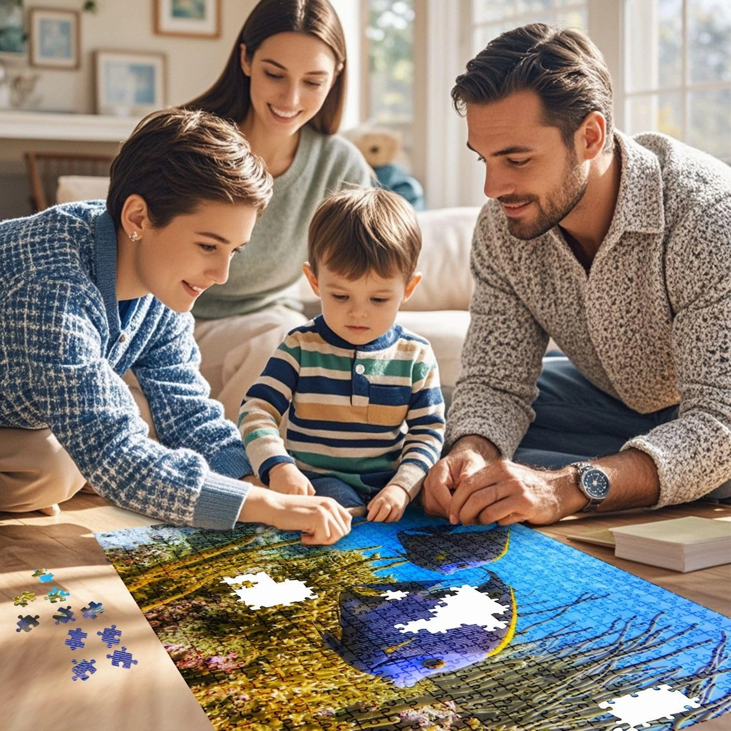 Jigsaw Puzzles 1000 Pieces for Adult Chan Marine French Angelfish Caribbean Ambergris Caye Puzzle Game for Family Wooden Puzzle Toy Educational Games Puzzles for Home Decor