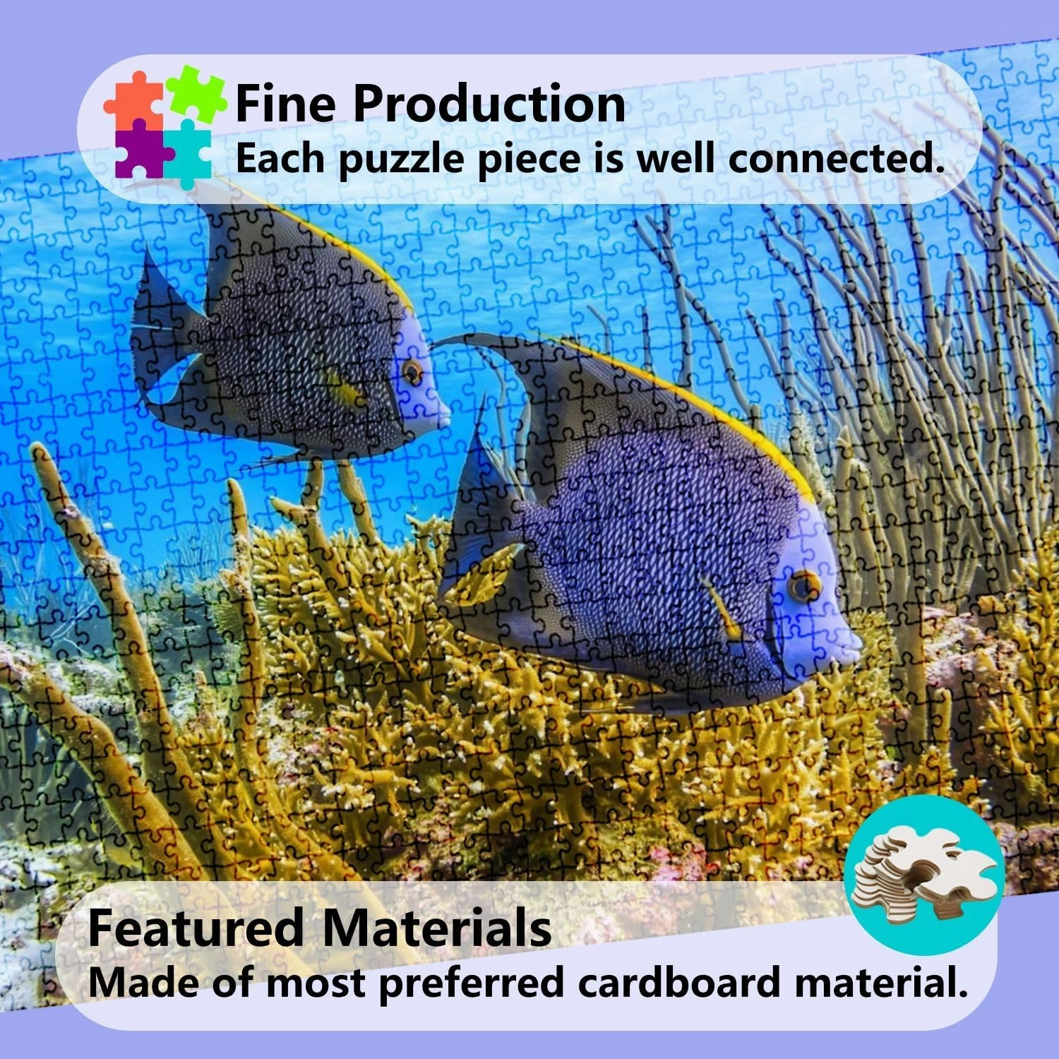 Jigsaw Puzzles 1000 Pieces for Adult Chan Marine French Angelfish Caribbean Ambergris Caye Puzzle Game for Family Wooden Puzzle Toy Educational Games Puzzles for Home Decor