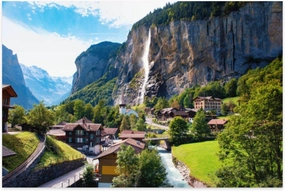 Jigsaw Puzzles 1000 Pieces for Adult Lauterbrunnen Valley Switzerland Summer Mountain European Landscape Puzzle Game for Family Wooden Puzzle Toy Educational Games Puzzles for Home Decor