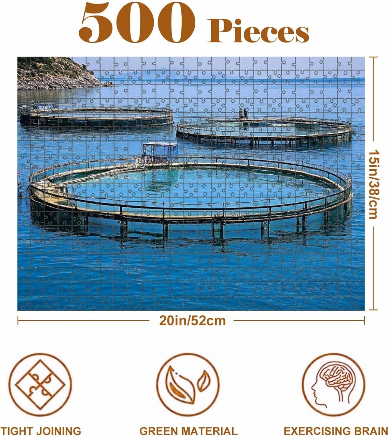 Jigsaw Puzzles 500 Pieces for Adult Fish Farm Puzzle Game for Family Wooden Puzzle Toy Educational Games Puzzles for Home Decor