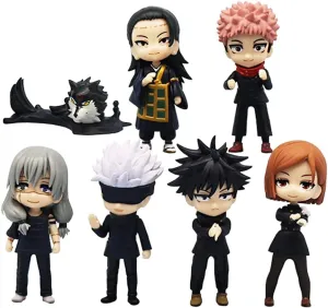 JJK Action Figure Geto Suguru Cake Topper Figure Statue Anime Fushiguro Megumi Figurine Set 7 pieces mini Cartoon Model Desktop Room Birthday Decoration PVC 9 * 3.8cm
