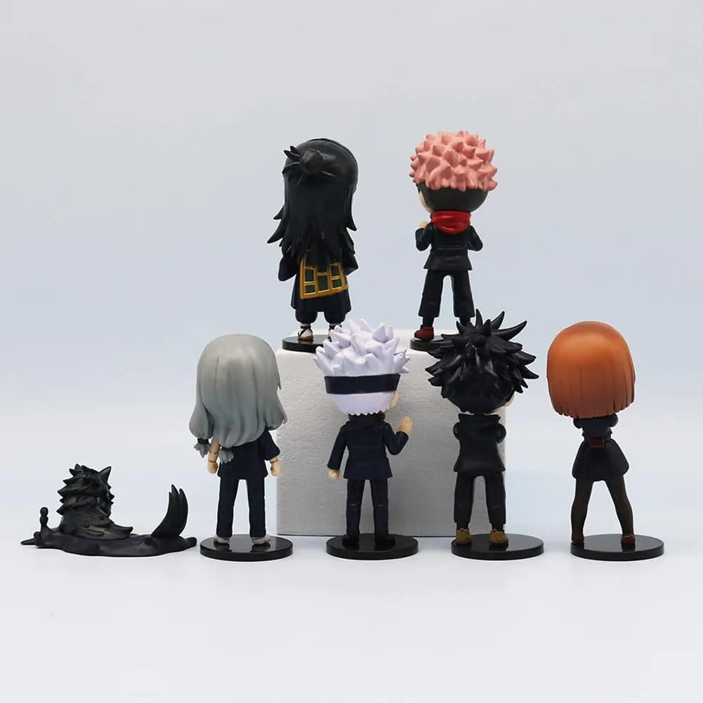 JJK Action Figure Geto Suguru Cake Topper Figure Statue Anime Fushiguro Megumi Figurine Set 7 pieces mini Cartoon Model Desktop Room Birthday Decoration PVC 9 * 3.8cm