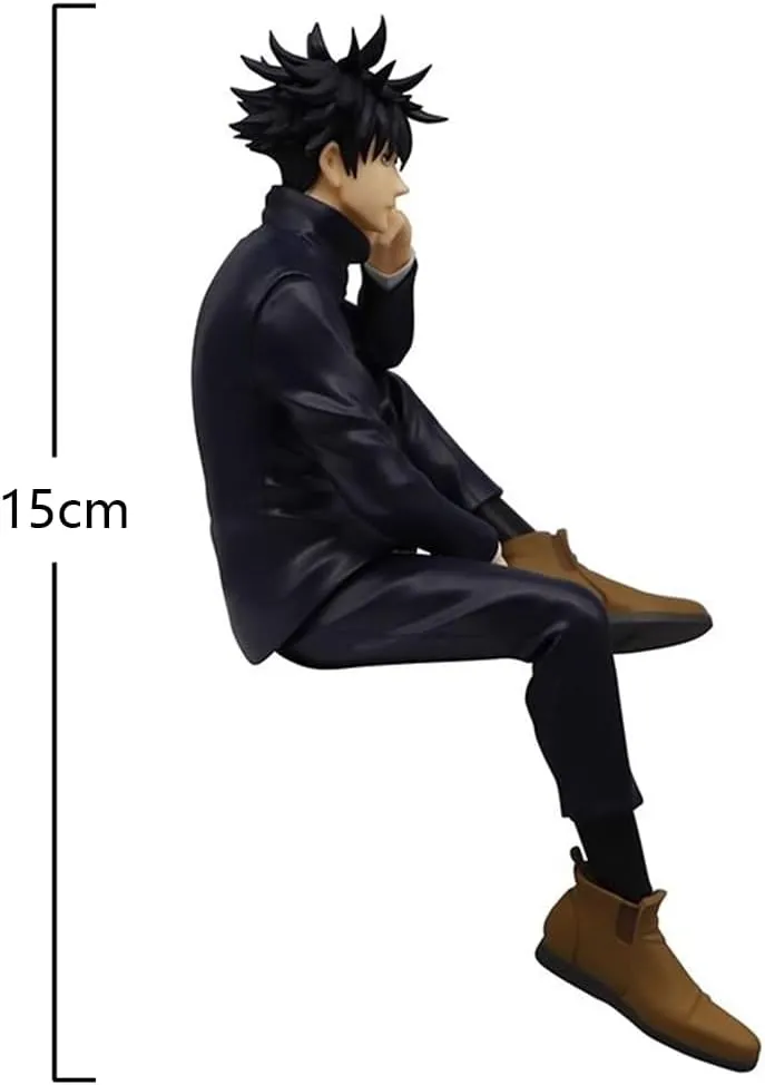 JJK Figure Fushiguro Megumi Figure, 15cm Sitting Pose Anime Action Figure Model Statue Cake Topper Decoration Handmade Collectible Desktop Figure